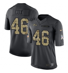 Youth Nike Baltimore Ravens #46 Morgan Cox Limited Black 2016 Salute to Service NFL Jersey
