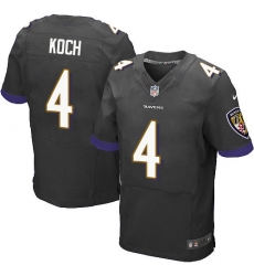Men's Nike Baltimore Ravens #4 Sam Koch Elite Black Alternate NFL Jersey