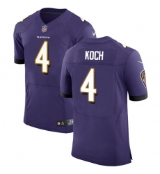 Men's Nike Baltimore Ravens #4 Sam Koch Elite Purple Team Color NFL Jersey
