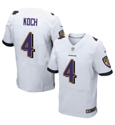 Men's Nike Baltimore Ravens #4 Sam Koch Elite White NFL Jersey