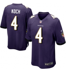 Men's Nike Baltimore Ravens #4 Sam Koch Game Purple Team Color NFL Jersey