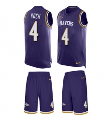 Men's Nike Baltimore Ravens #4 Sam Koch Limited Purple Tank Top Suit NFL Jersey