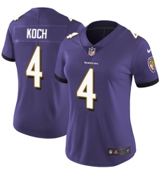 Women's Nike Baltimore Ravens #4 Sam Koch Elite Purple Team Color NFL Jersey