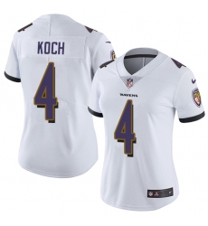 Women's Nike Baltimore Ravens #4 Sam Koch Elite White NFL Jersey