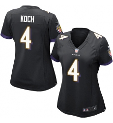 Women's Nike Baltimore Ravens #4 Sam Koch Game Black Alternate NFL Jersey