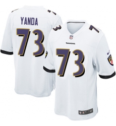 Men's Nike Baltimore Ravens #73 Marshal Yanda Game White NFL Jersey