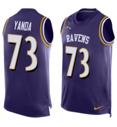 Men's Nike Baltimore Ravens #73 Marshal Yanda Limited Purple Player Name & Number Tank Top NFL Jersey