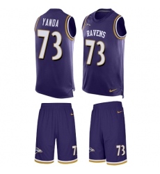 Men's Nike Baltimore Ravens #73 Marshal Yanda Limited Purple Tank Top Suit NFL Jersey