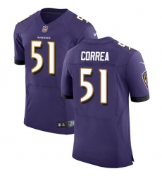 Men's Nike Baltimore Ravens #51 Kamalei Correa Elite Purple Team Color NFL Jersey