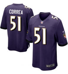 Men's Nike Baltimore Ravens #51 Kamalei Correa Game Purple Team Color NFL Jersey