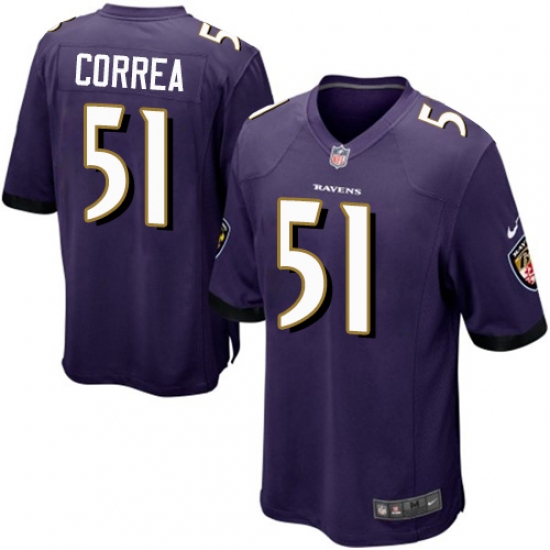 Men's Nike Baltimore Ravens #51 Kamalei Correa Game Purple Team Color NFL Jersey