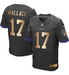 Men's Nike Baltimore Ravens #17 Mike Wallace Elite Black/Gold Alternate NFL Jersey