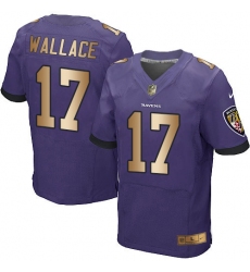 Men's Nike Baltimore Ravens #17 Mike Wallace Elite Purple/Gold Team Color NFL Jersey