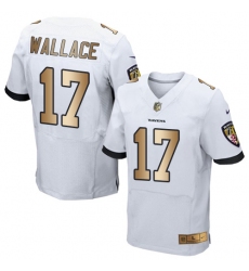 Men's Nike Baltimore Ravens #17 Mike Wallace Elite White/Gold NFL Jersey