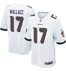 Men's Nike Baltimore Ravens #17 Mike Wallace Game White NFL Jersey