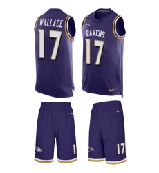 Men's Nike Baltimore Ravens #17 Mike Wallace Limited Purple Tank Top Suit NFL Jersey