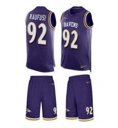 Men's Nike Baltimore Ravens #92 Bronson Kaufusi Limited Purple Tank Top Suit NFL Jersey