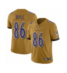 Men's Baltimore Ravens #86 Nick Boyle Limited Gold Inverted Legend Football Jersey