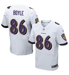 Men's Nike Baltimore Ravens #86 Nick Boyle Elite White NFL Jersey