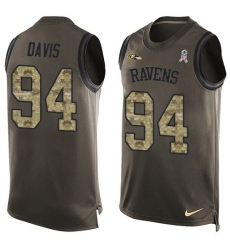 Men's Nike Baltimore Ravens #94 Carl Davis Limited Green Salute to Service Tank Top NFL Jersey