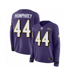 Women's Baltimore Ravens #44 Marlon Humphrey Limited Purple Therma Long Sleeve Football Jersey