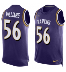Men's Nike Baltimore Ravens #56 Tim Williams Elite Purple Player Name & Number Tank Top NFL Jersey