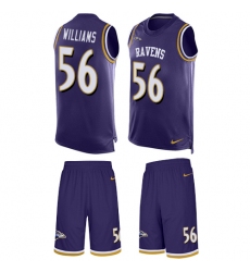 Men's Nike Baltimore Ravens #56 Tim Williams Limited Purple Tank Top Suit NFL Jersey