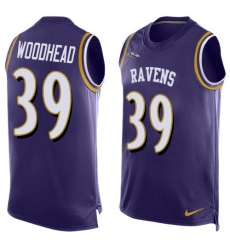 Men's Nike Baltimore Ravens #39 Danny Woodhead Elite Purple Player Name & Number Tank Top NFL Jersey