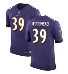 Men's Nike Baltimore Ravens #39 Danny Woodhead Elite Purple Team Color NFL Jersey