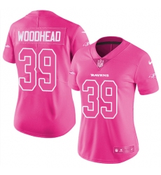 Women's Nike Baltimore Ravens #39 Danny Woodhead Limited Pink Rush Fashion NFL Jersey