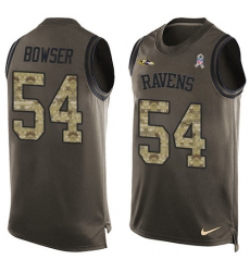 Men's Nike Baltimore Ravens #54 Tyus Bowser Limited Green Salute to Service Tank Top NFL Jersey