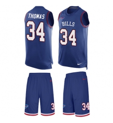 Men's Nike Buffalo Bills #34 Thurman Thomas Limited Royal Blue Tank Top Suit NFL Jersey