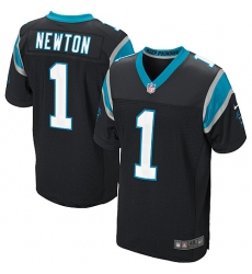 Men's Nike Carolina Panthers #1 Cam Newton Elite Black Team Color NFL Jersey