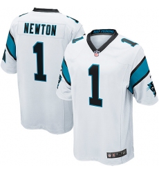 Men's Nike Carolina Panthers #1 Cam Newton Game White NFL Jersey