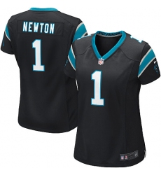 Women's Nike Carolina Panthers #1 Cam Newton Game Black Team Color NFL Jersey