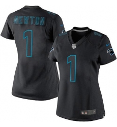 Women's Nike Carolina Panthers #1 Cam Newton Limited Black Impact NFL Jersey