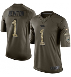 Youth Nike Carolina Panthers #1 Cam Newton Elite Green Salute to Service NFL Jersey