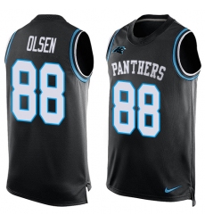 Men's Nike Carolina Panthers #88 Greg Olsen Limited Black Player Name & Number Tank Top NFL Jersey