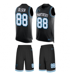 Men's Nike Carolina Panthers #88 Greg Olsen Limited Black Tank Top Suit NFL Jersey