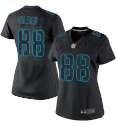 Women's Nike Carolina Panthers #88 Greg Olsen Limited Black Impact NFL Jersey