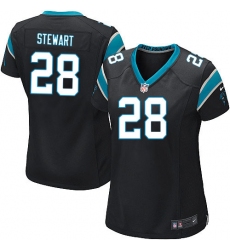 Women's Nike Carolina Panthers #28 Jonathan Stewart Game Black Team Color NFL Jersey