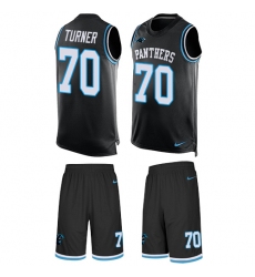 Men's Nike Carolina Panthers #70 Trai Turner Limited Black Tank Top Suit NFL Jersey