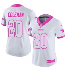 Women's Nike Carolina Panthers #20 Kurt Coleman Limited White/Pink Rush Fashion NFL Jersey