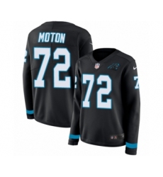 Women's Nike Carolina Panthers #72 Taylor Moton Limited Black Therma Long Sleeve NFL Jersey