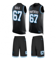 Men's Nike Carolina Panthers #67 Ryan Kalil Limited Black Tank Top Suit NFL Jersey
