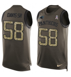 Men's Nike Carolina Panthers #58 Thomas Davis Limited Green Salute to Service Tank Top NFL Jersey