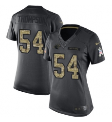 Women's Nike Carolina Panthers #54 Shaq Thompson Limited Black 2016 Salute to Service NFL Jersey
