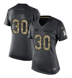 Women's Nike Carolina Panthers #30 Stephen Curry Limited Black 2016 Salute to Service NFL Jersey
