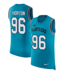 Men's Nike Carolina Panthers #96 Wes Horton Limited Blue Rush Player Name & Number Tank Top NFL Jersey