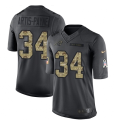 Men's Nike Carolina Panthers #34 Cameron Artis-Payne Limited Black 2016 Salute to Service NFL Jersey